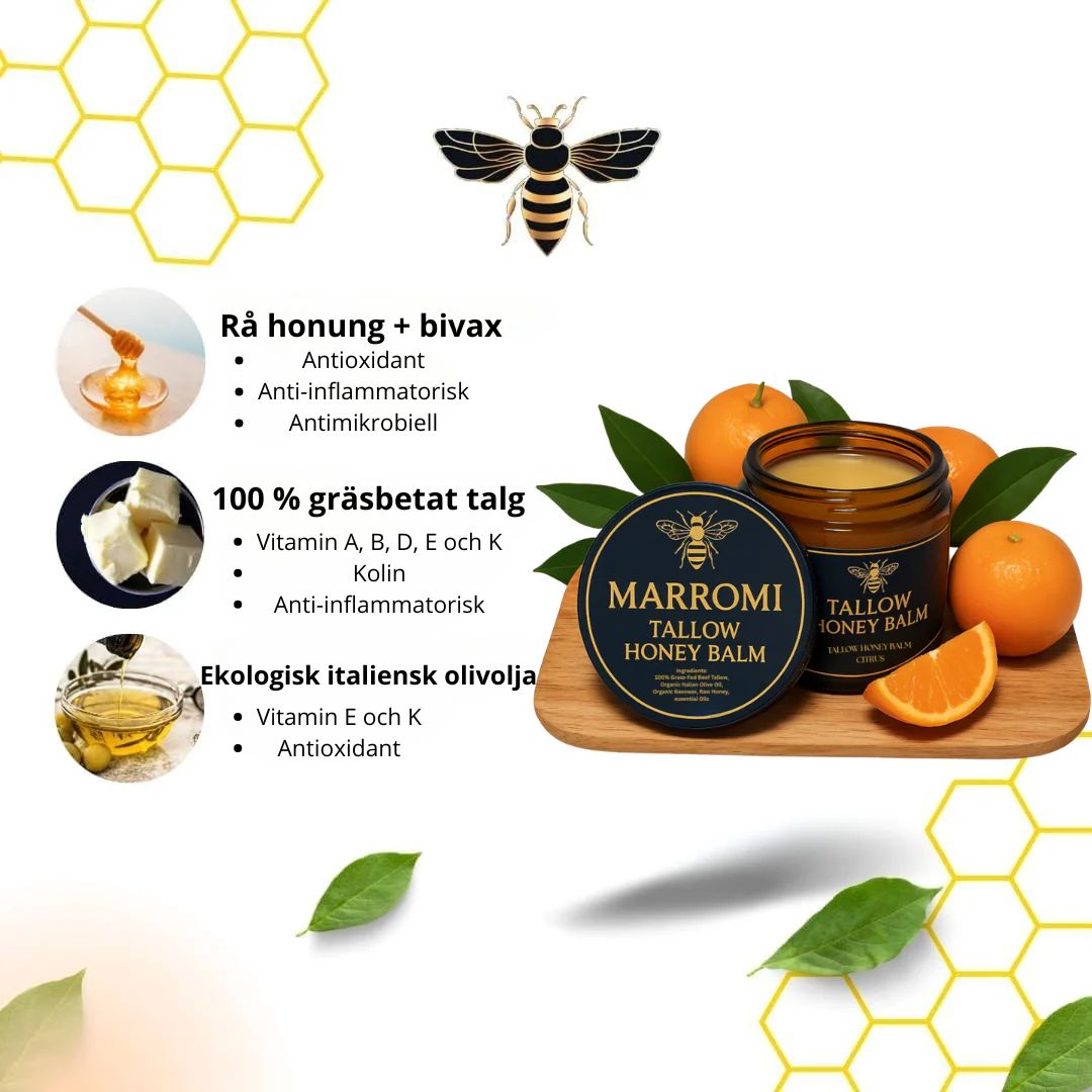 Tallow Honey Balm™ - Naturliga ingredienser som återfuktar, lugnar och mjukgör huden